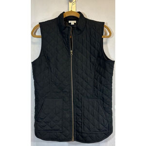 J.Jill Heritage Women’s Black Quilted Full Zip Up Vest Size S Small A21
